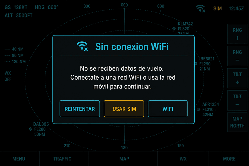 Modal sin conexión WiFi